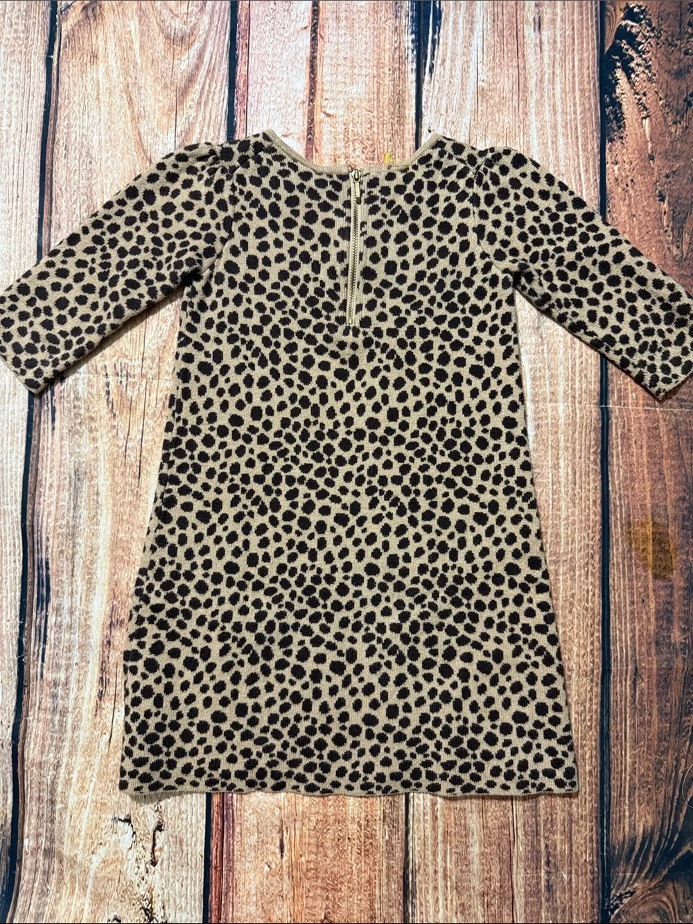 Janie and Jack Girls Leopard Spot Knit Sweater Dress - Tan/Brown - Size 5